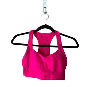 Lorna Jane Hot Pink Racerback Sports Bra Laser Cut Detail Size XS